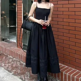 Flytonn-hoco dresses homecoming dresses  women dress to impress  y2k outfits spring summer women's dress Lace Up Corset Black Maxi Dress