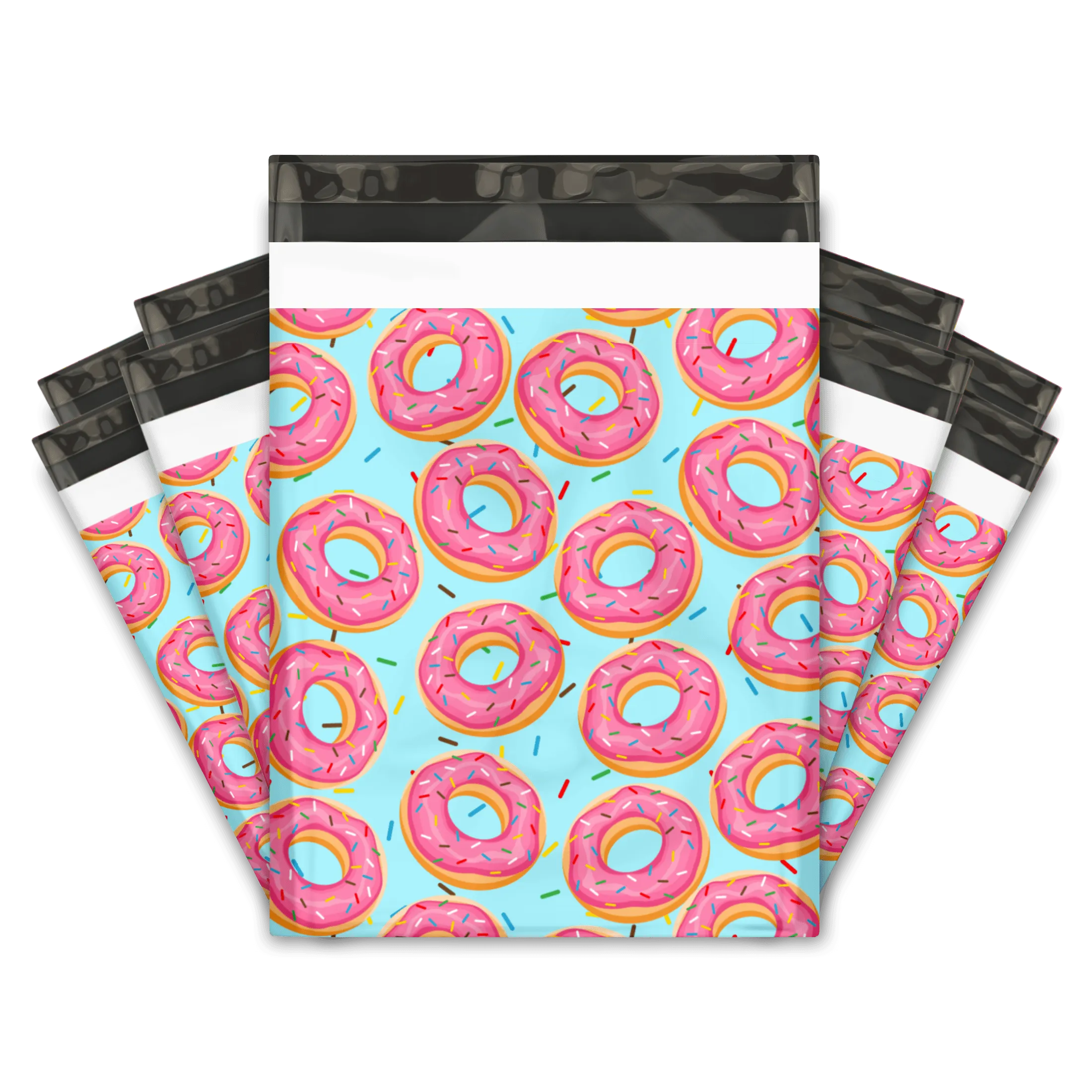 10x13 Sprinkled Donuts Designer Poly Mailers Shipping Envelopes Premium Printed Bags