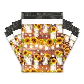 10x13 Sunflower Mason Jars Poly Mailers Shipping Envelopes Premium Printed Bags