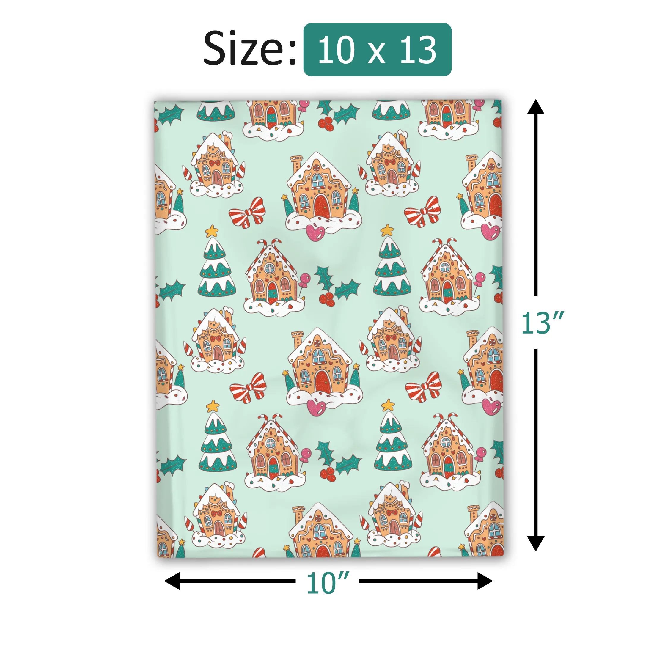 10x13" Gingerbread Houses Designer Poly Mailers Shipping Envelopes Premium Printed Bags