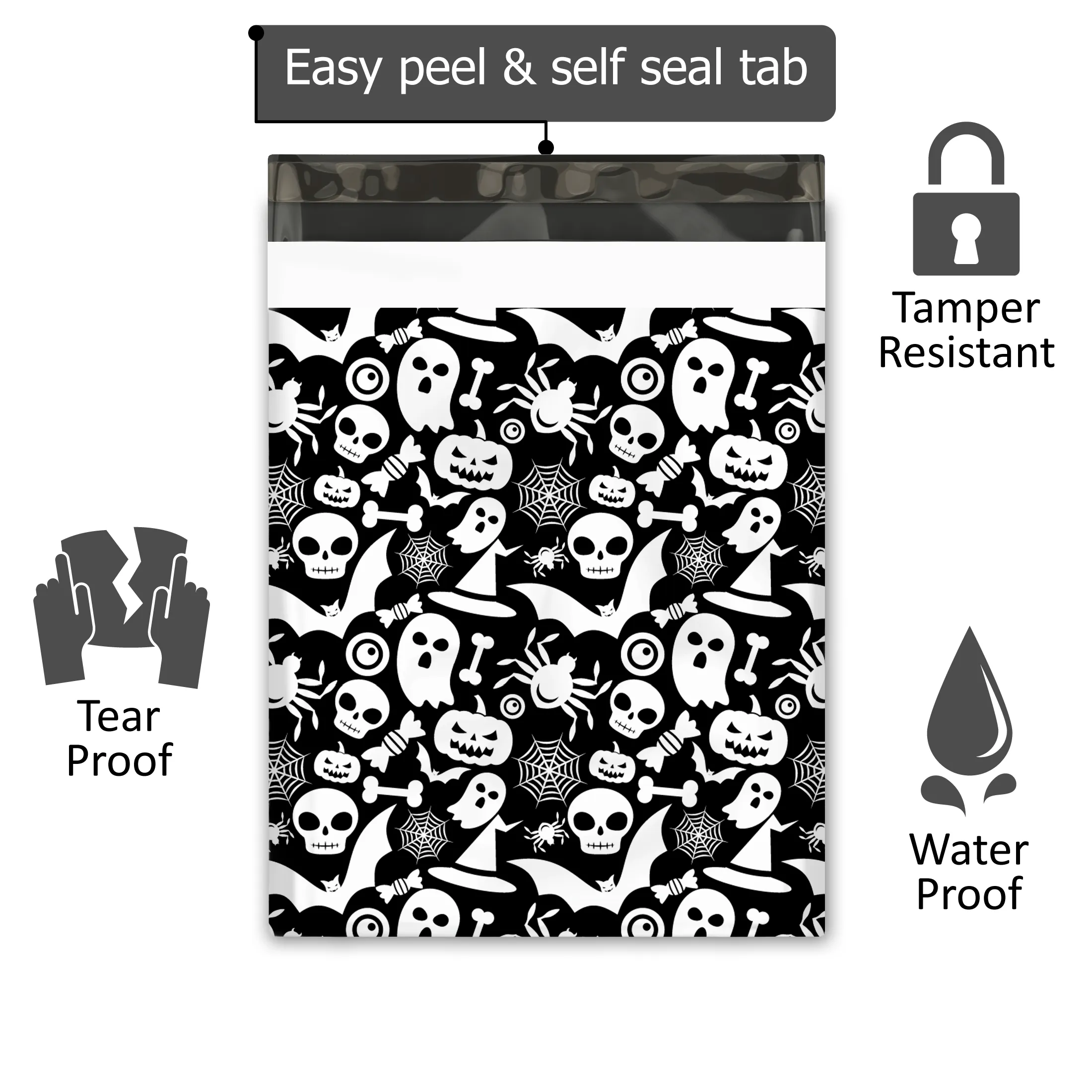 12x15 Halloween Designer Poly Mailers Shipping Envelopes Premium Printed Bags