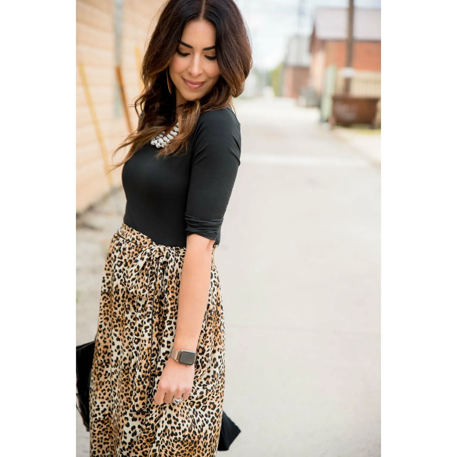 3/4 Sleeve Leopard Bottom Maxi