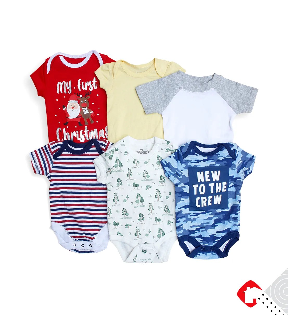 5 PCS Assorted Half Sleeve Baby Romper