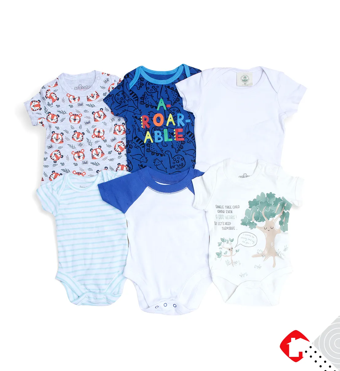 5 PCS Assorted Half Sleeve Baby Romper