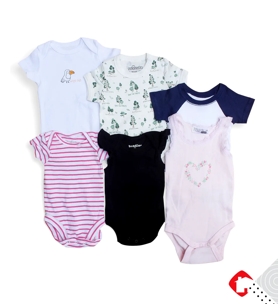 5 PCS Assorted Half Sleeve Baby Romper