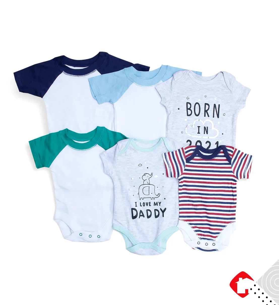 5 PCS Assorted Half Sleeve Baby Romper