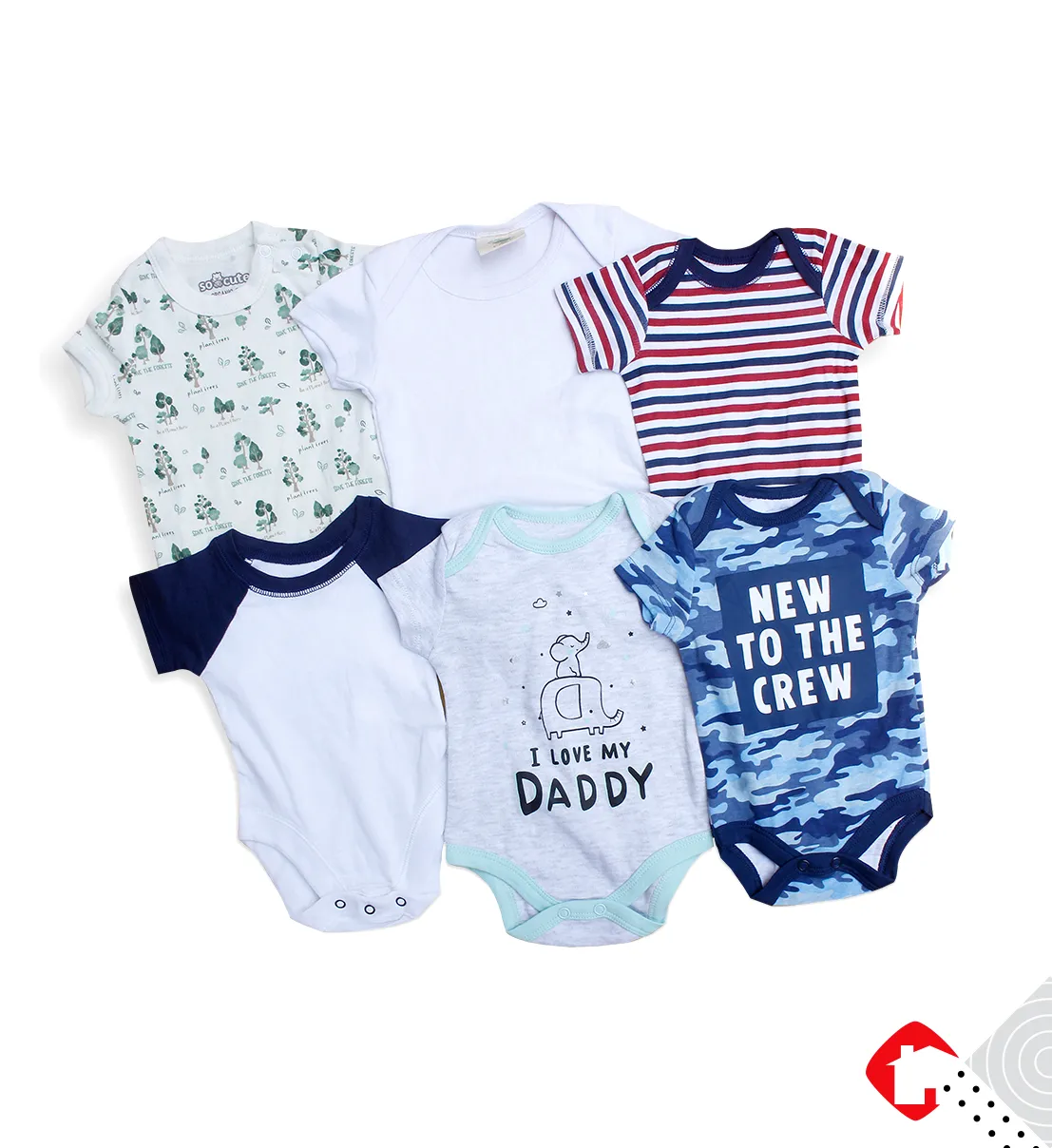 5 PCS Assorted Half Sleeve Baby Romper