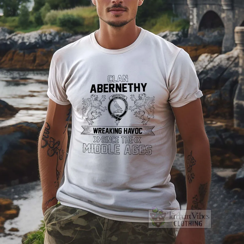 Abernethy Family Crest 2D Cotton Men's T-Shirt Wreaking Havoc Style