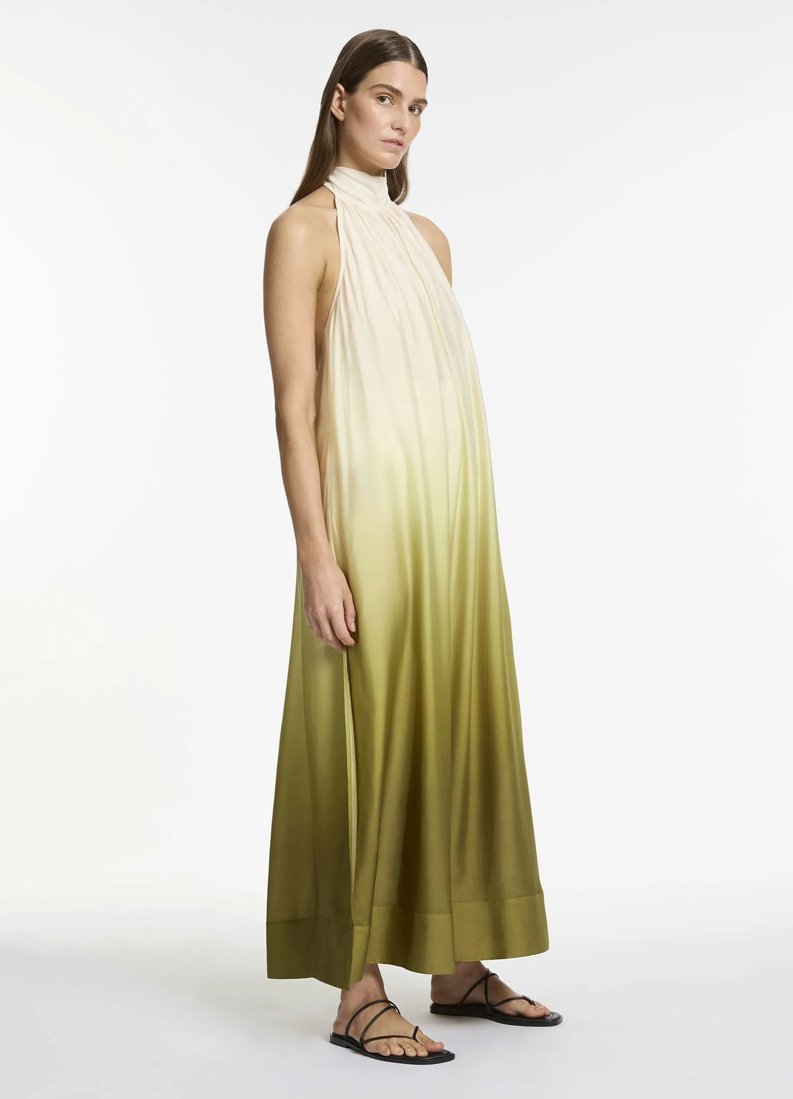 Acacia Haze Halter Maxi Dress - Eucalyptus