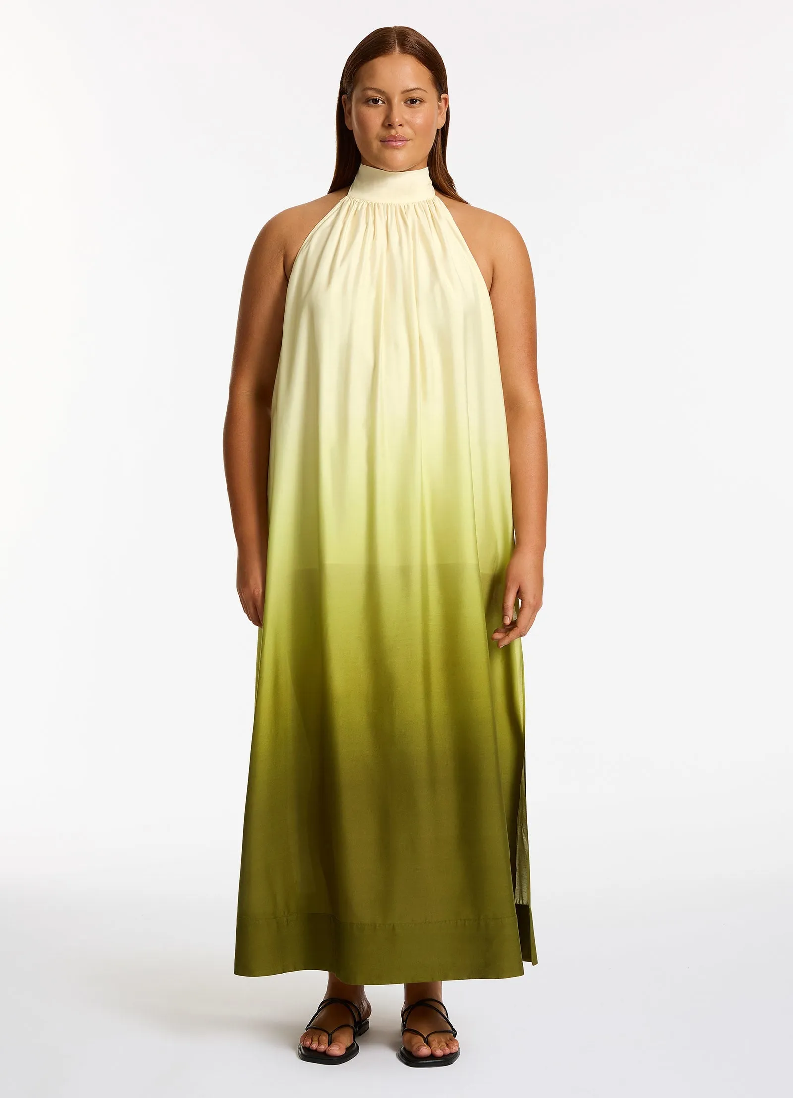 Acacia Haze Halter Maxi Dress - Eucalyptus