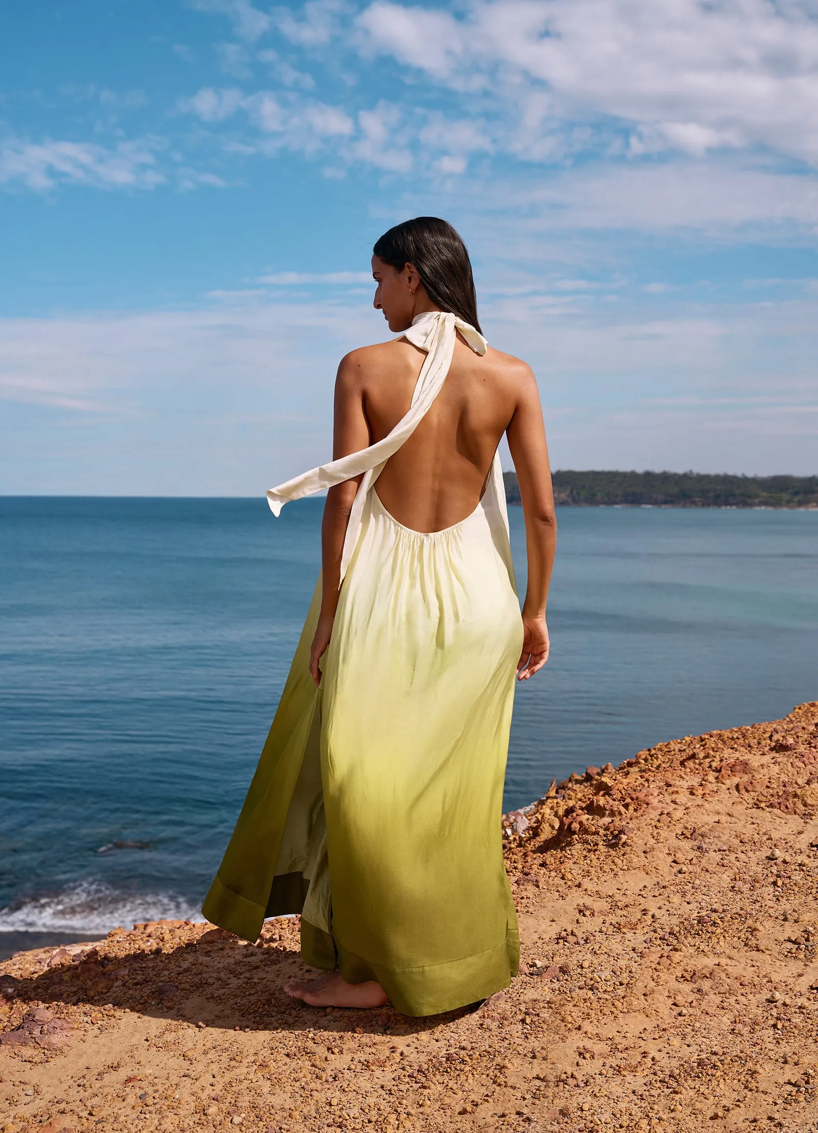 Acacia Haze Halter Maxi Dress - Eucalyptus