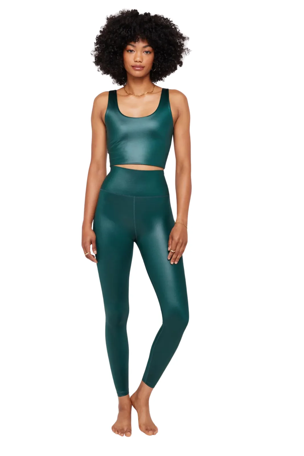 Ada Wet Look HW 7/8 Legging, Deep Forest