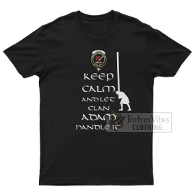 Adam Clan Men's T-Shirt: Keep Calm and Let the Clan Handle It Caber Toss Highland Games Style