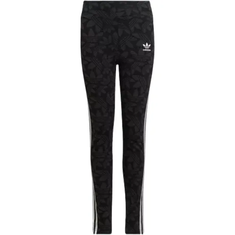 Adidas Kid's High Waisted Allover Print Leggings - Carbon / Black / White