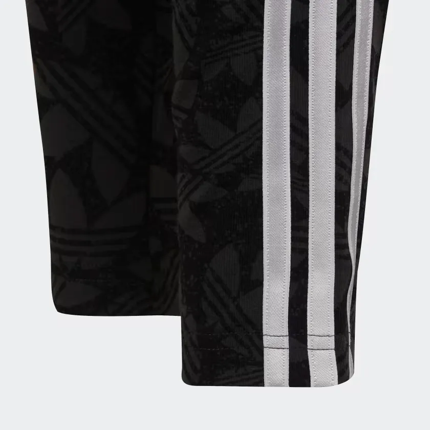 Adidas Kid's High Waisted Allover Print Leggings - Carbon / Black / White