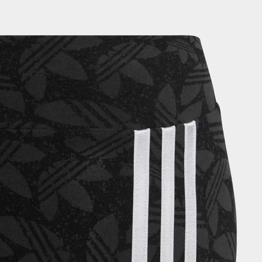 Adidas Kid's High Waisted Allover Print Leggings - Carbon / Black / White