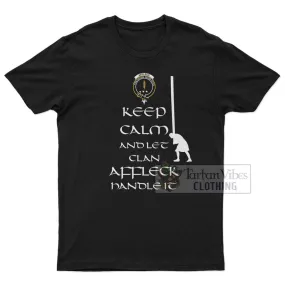 Affleck Clan Men's T-Shirt: Keep Calm and Let the Clan Handle It Caber Toss Highland Games Style