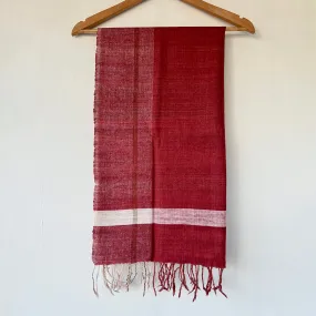 Ahimsa Silk Stole for Women | Maroon | Checkered