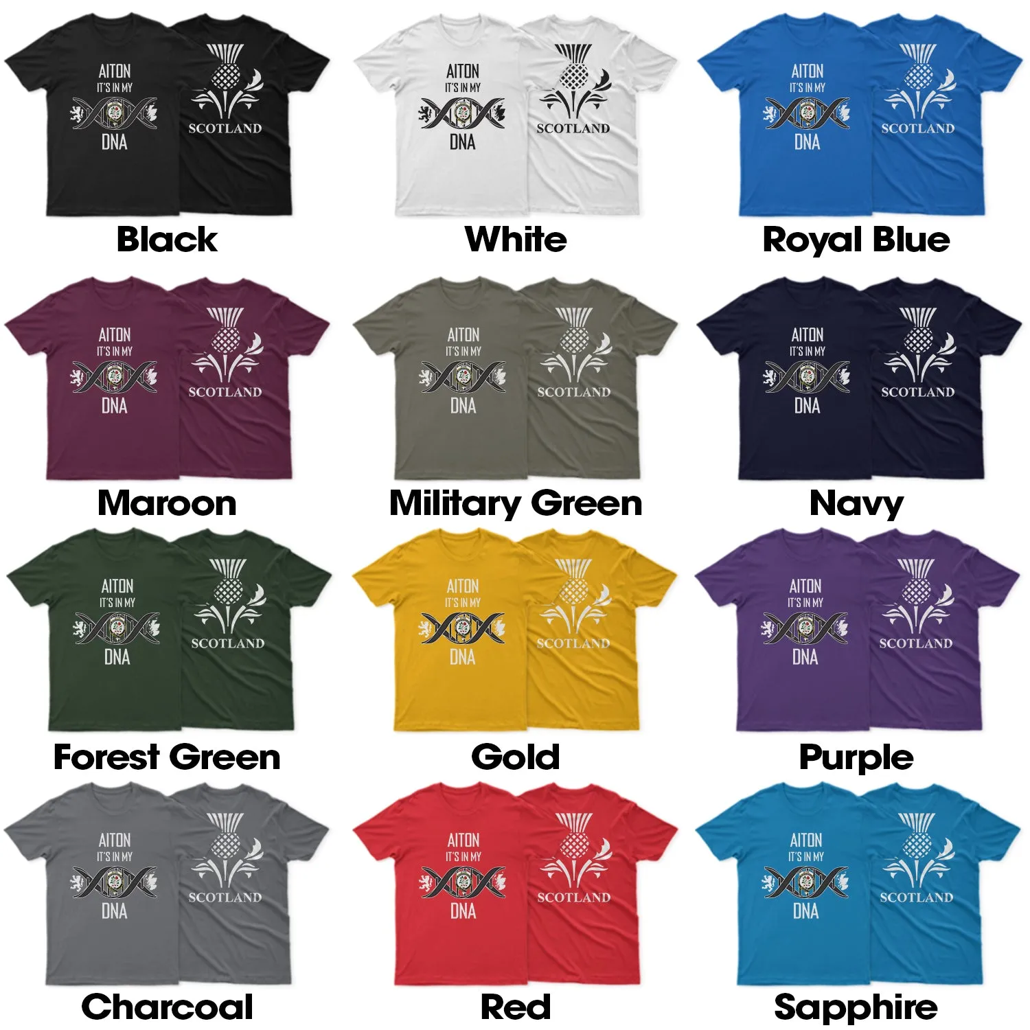 Aiton Family Crest DNA In Me Mens Cotton T Shirt