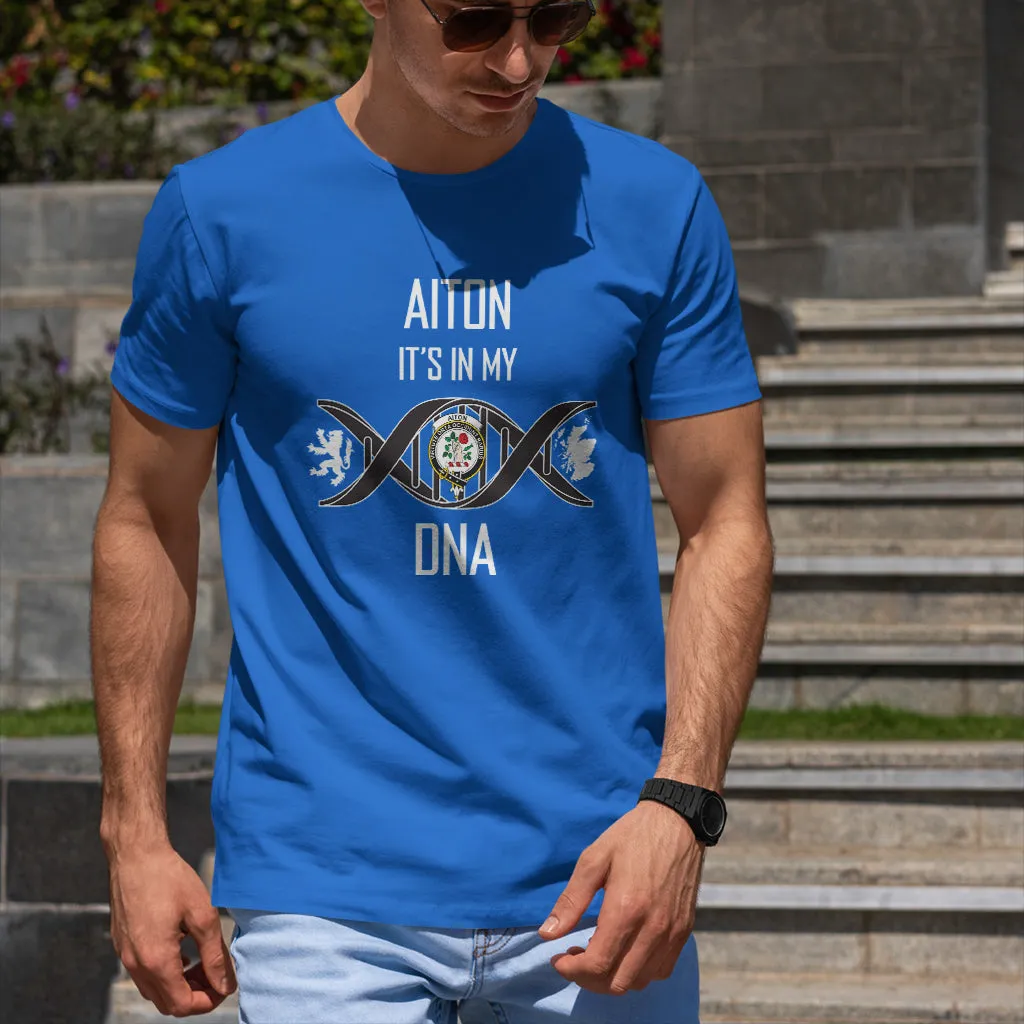 Aiton Family Crest DNA In Me Mens Cotton T Shirt