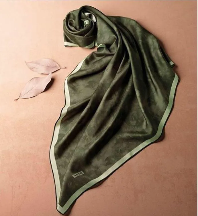 Aker Luxury Basic Silk Scarves Forest Green