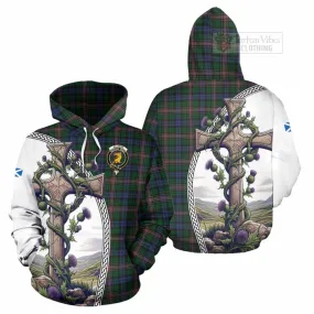 Allison Tartan Hoodie with Family Crest and St. Andrew's Cross Accented by Thistle Vines