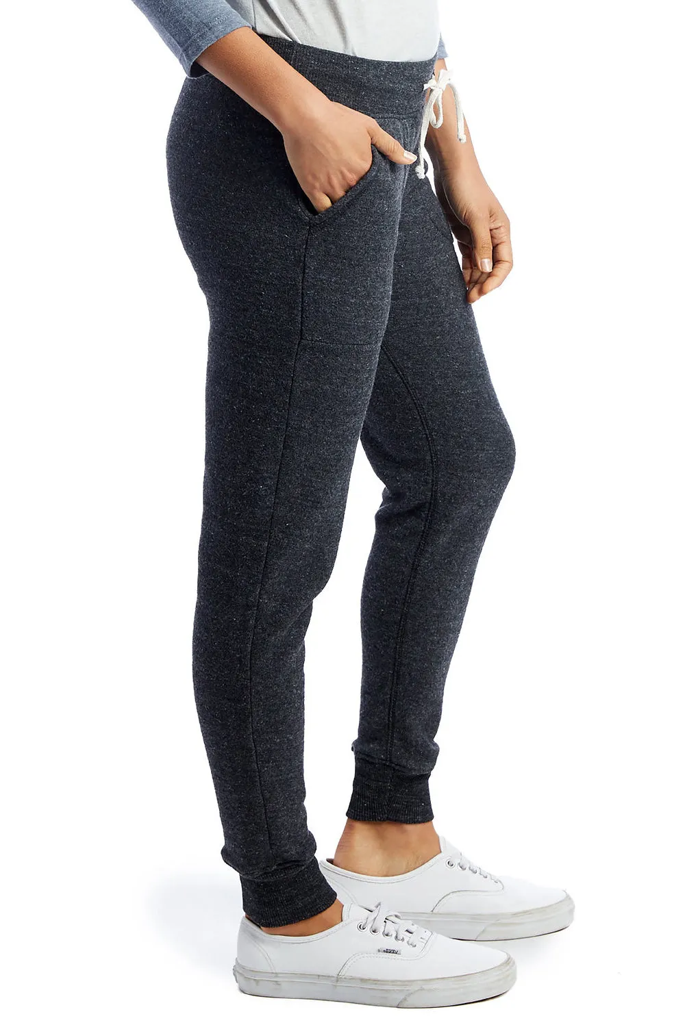 Alternative Womens Eco Fleece Jogger Sweatpants w/ Pockets - Eco Black