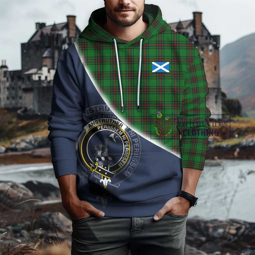 Anstruther Tartan Hoodie with Personalised National Flag and Family Crest Half Style