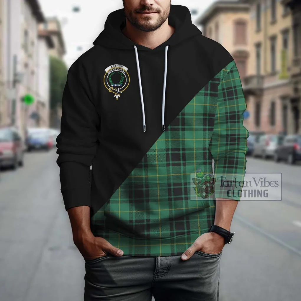 Arthur Ancient Tartan Hoodie with Family Crest and Military Logo Style