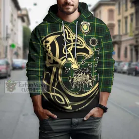 Arthur Modern Tartan Hoodie with Family Crest Celtic Wolf Style