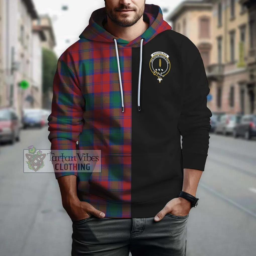 Auchinleck (Affleck) Tartan Hoodie with Family Crest and Half Of Me Style