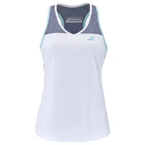 Babolat Women's Play Tank Top [White/Heather Blue]