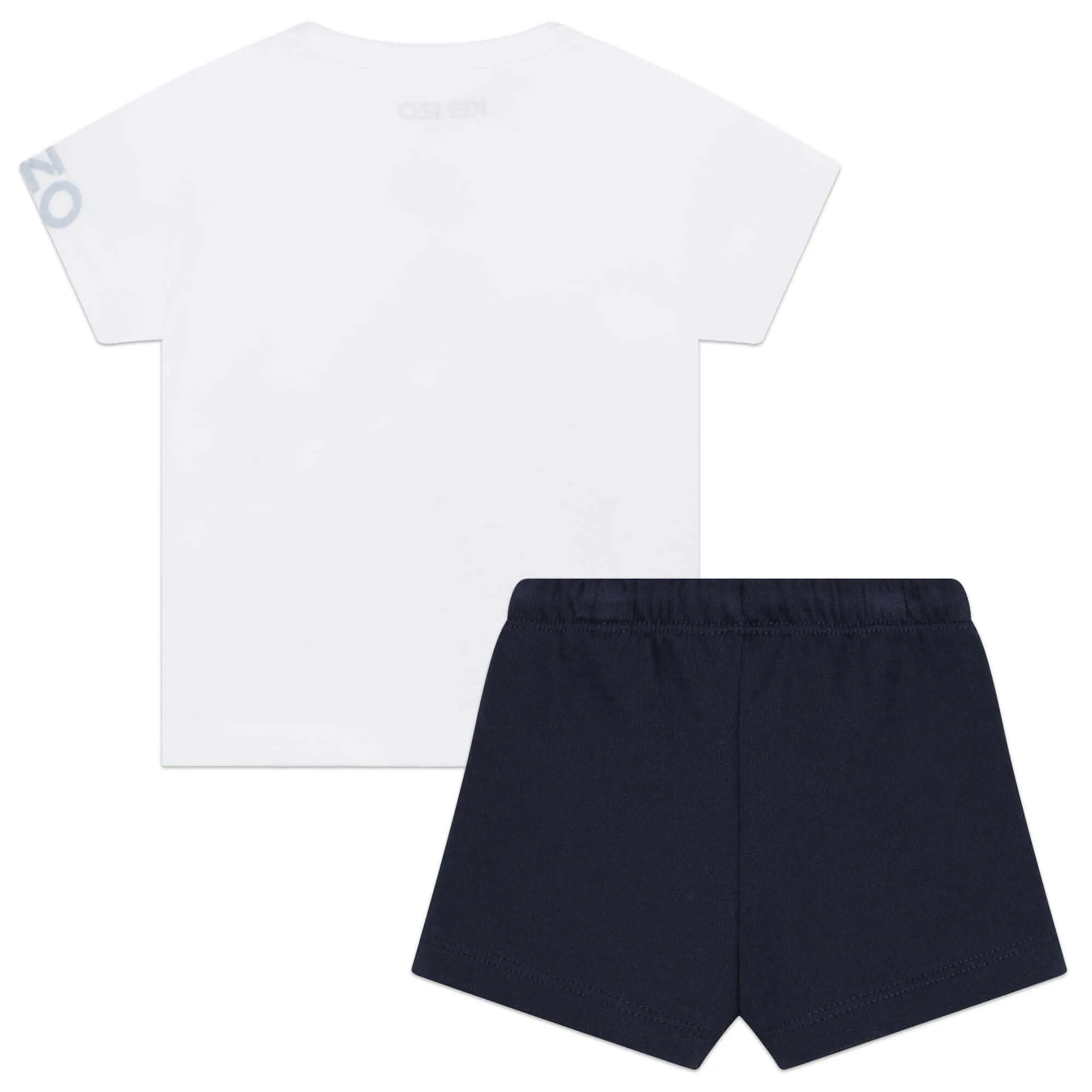 Baby Boys White And Blue Elephant Shorts Set