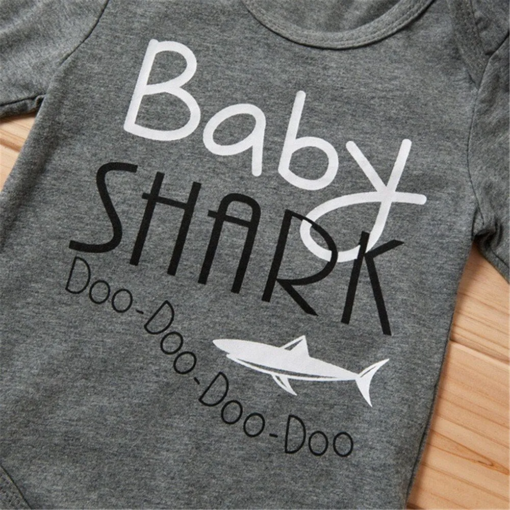 Baby Romper Set: Shark Printed (Tops Pants Cap)