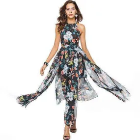 Backless Floral Long Dress