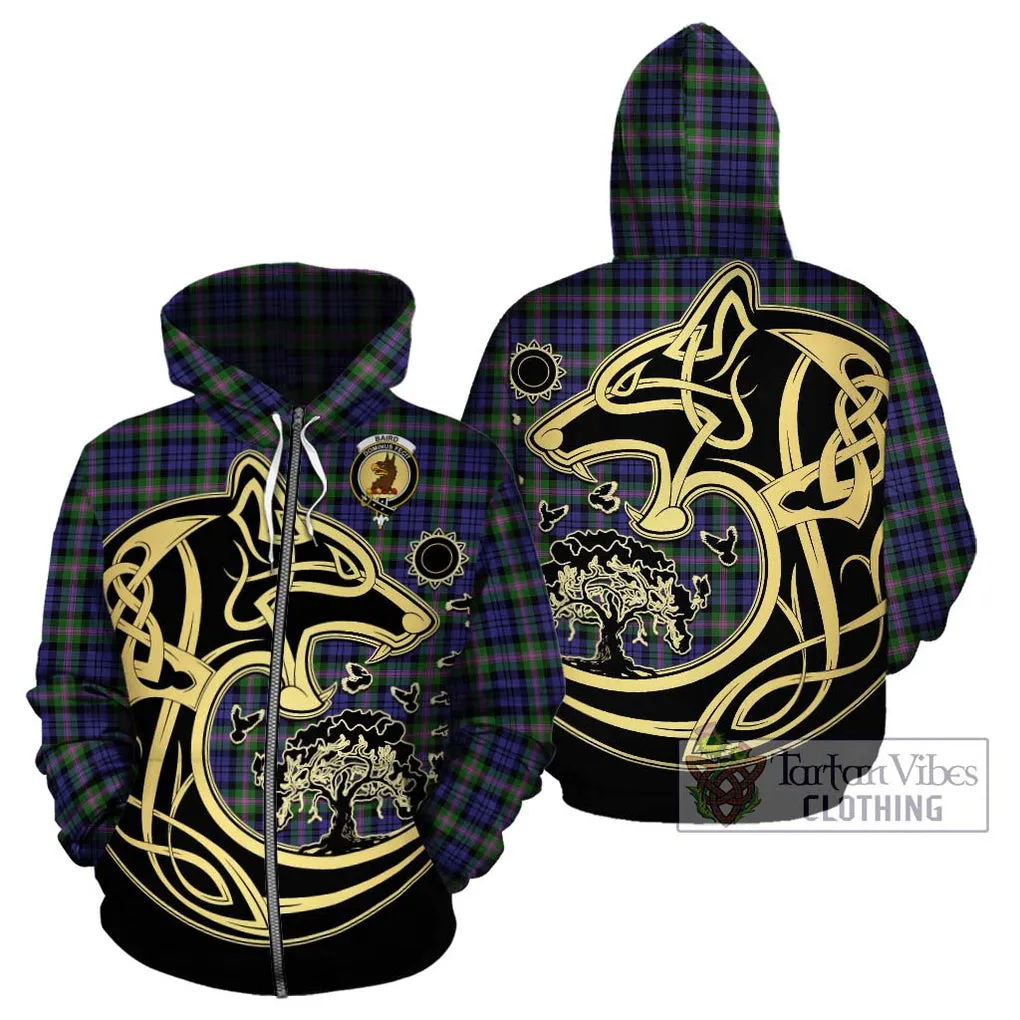 Baird Modern Tartan Hoodie with Family Crest Celtic Wolf Style