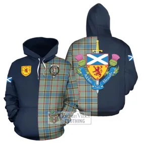 Balfour Blue Tartan Hoodie Alba with Scottish Lion Royal Arm Half Style