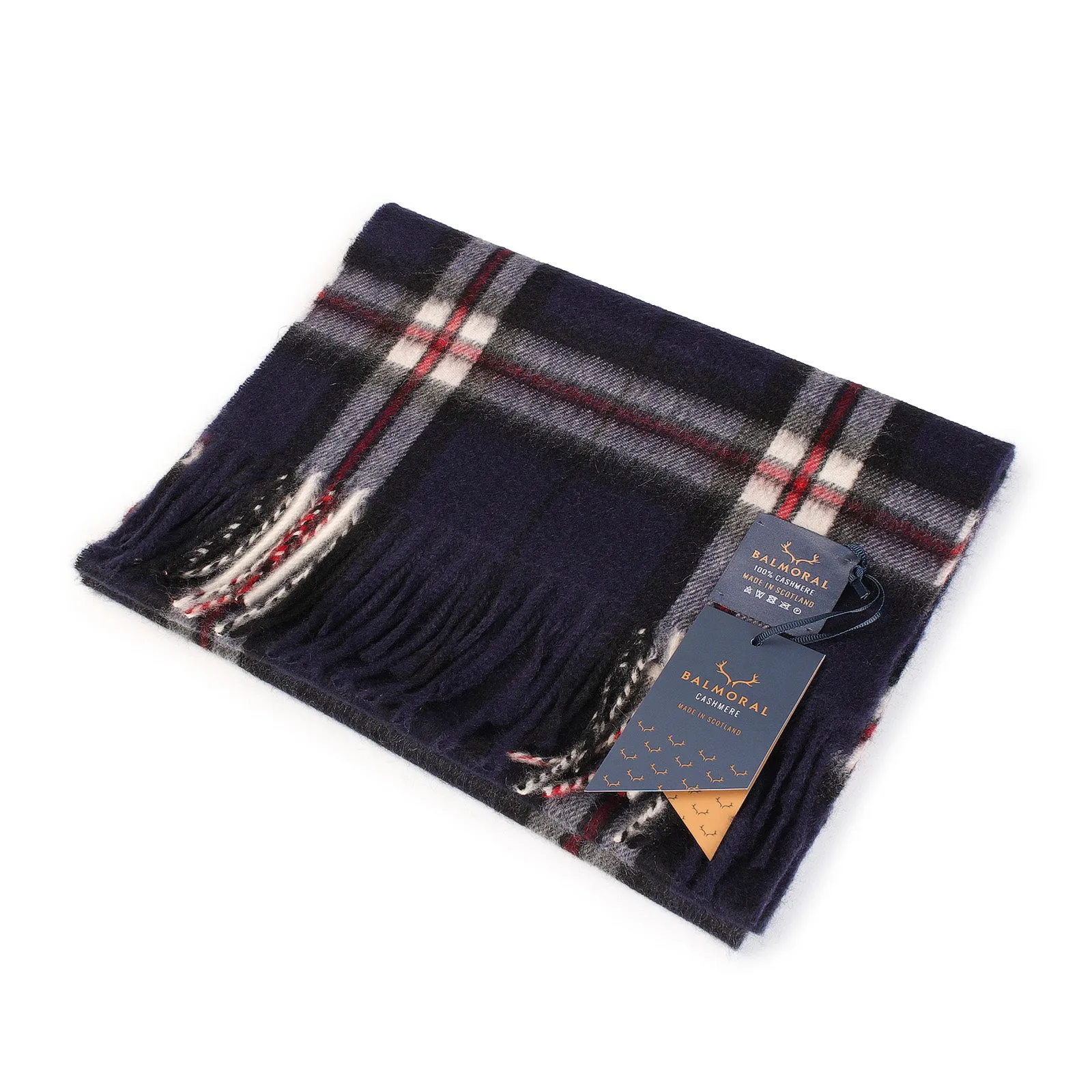 Balmoral 100% Cashmere Woven Scarf Thomson Navy