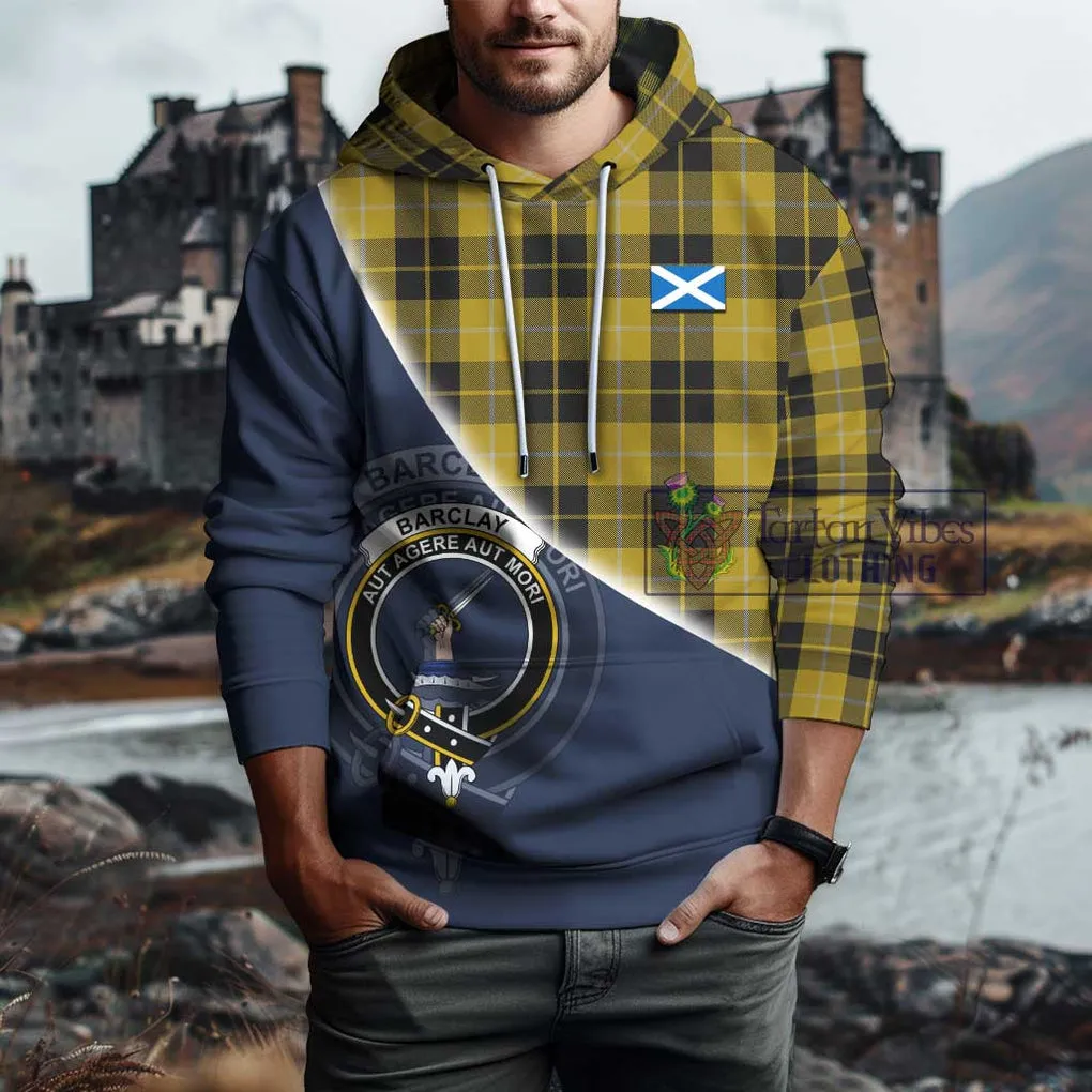 Barclay Dress Tartan Hoodie with Personalised National Flag and Family Crest Half Style