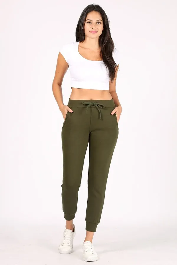 Basic Plain Solid Fleece Jogger Sweatpants, Plus Size