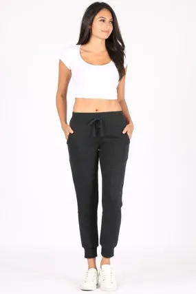 Basic Plain Solid Fleece Jogger Sweatpants, Plus Size