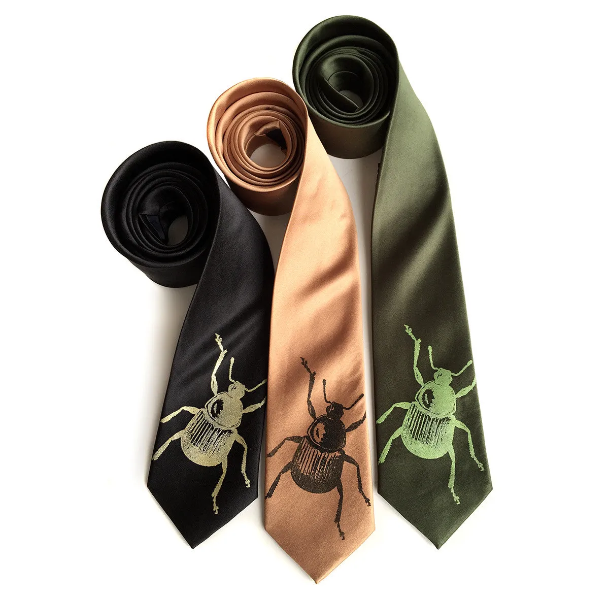 Beetle Print Silk Necktie