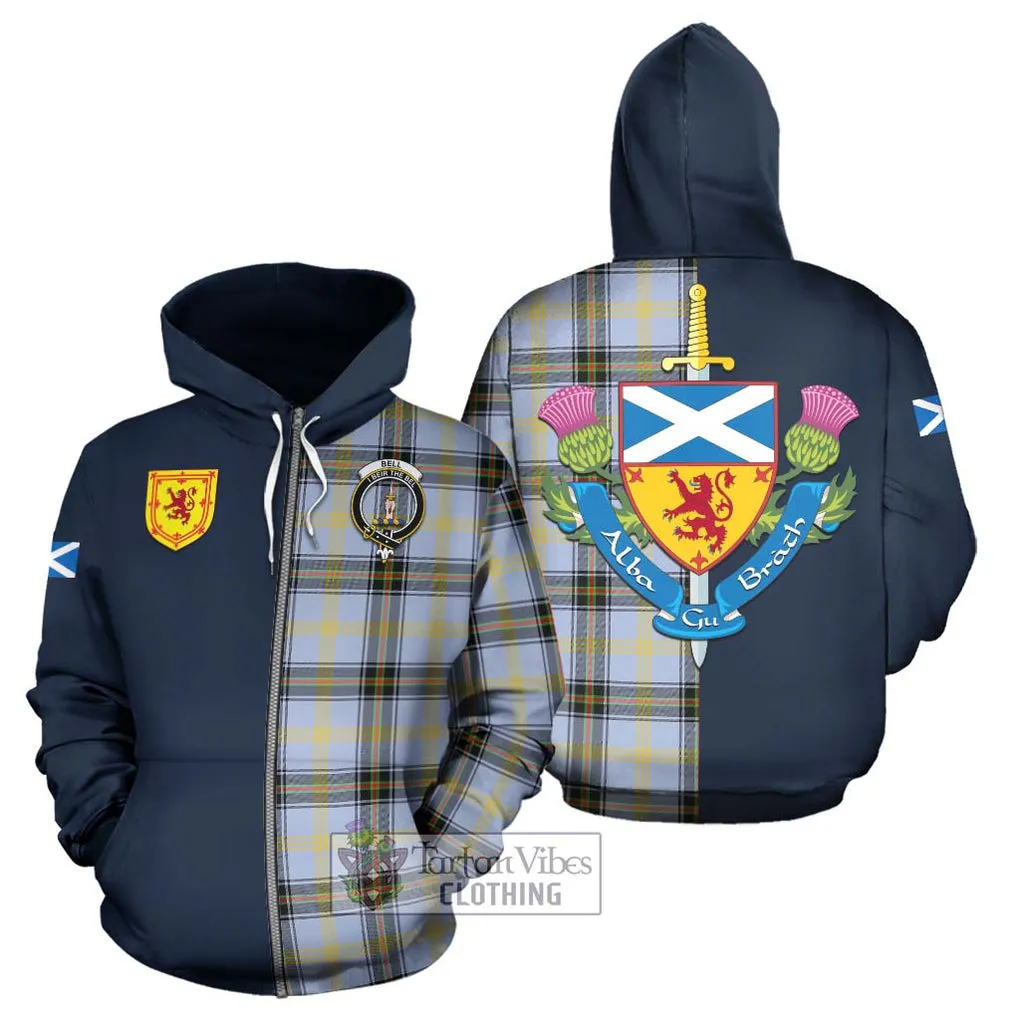 Bell of the Borders Tartan Hoodie Alba with Scottish Lion Royal Arm Half Style