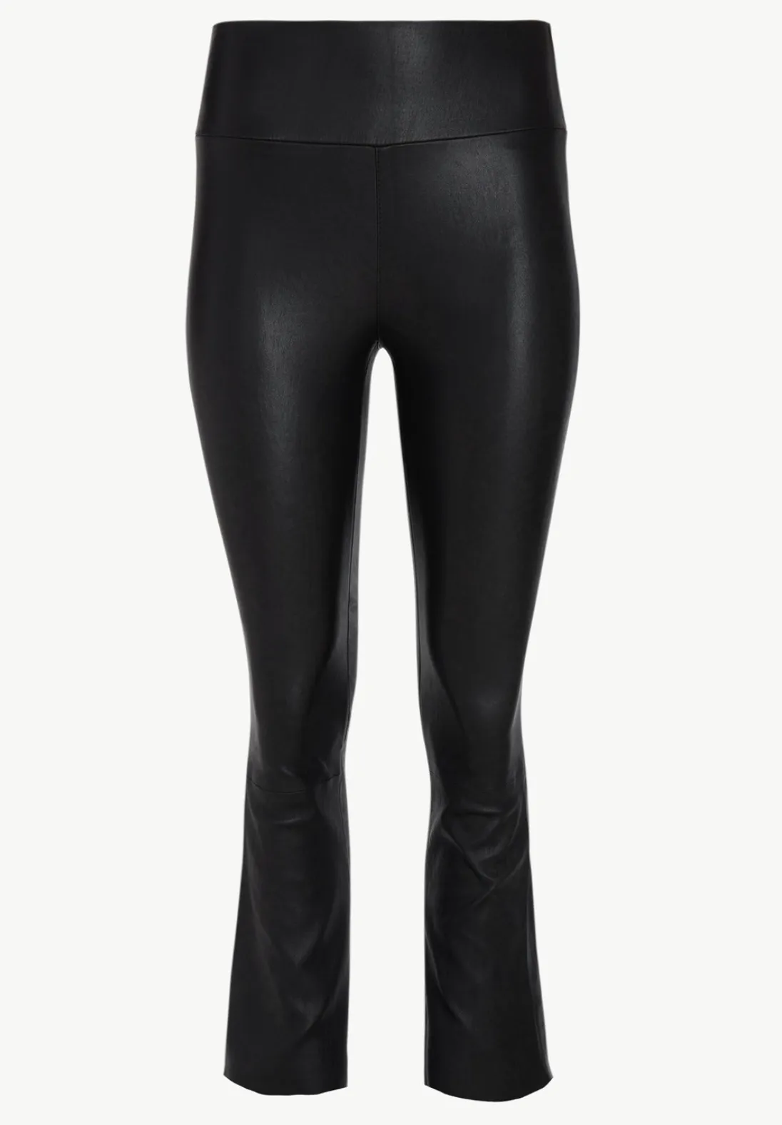 Black Crop Flare leather legging