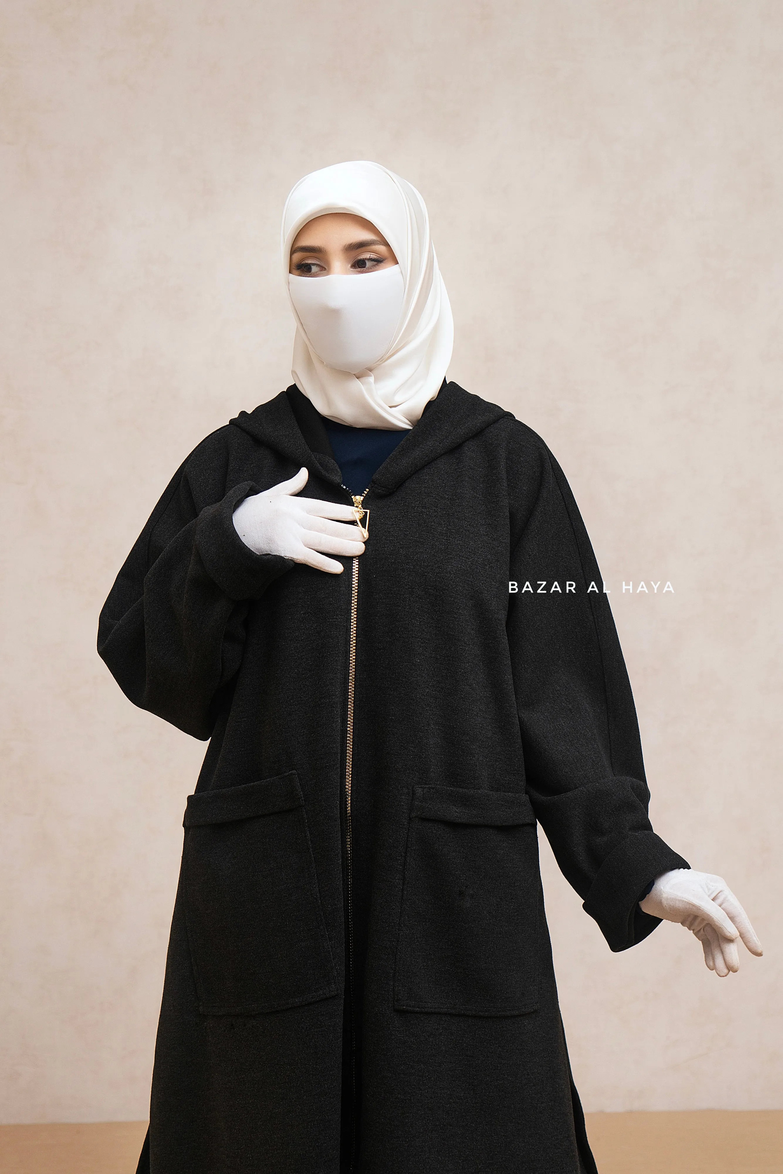 Black Kinza Warm Hooded Poncho Overcoat - Comfy Oversized- Premium Wool