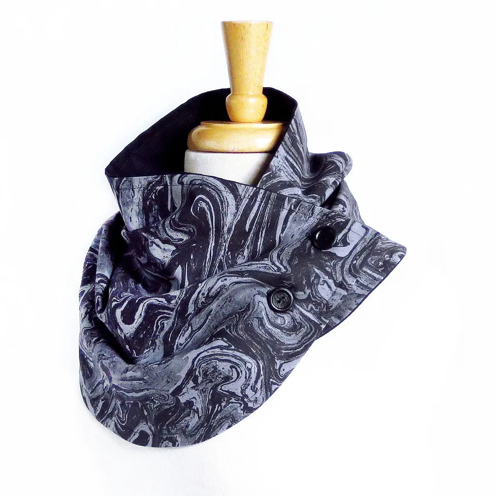 black marble button scarf