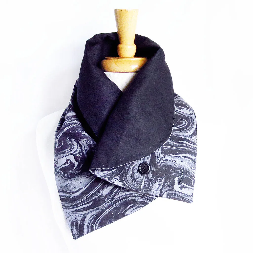 black marble button scarf