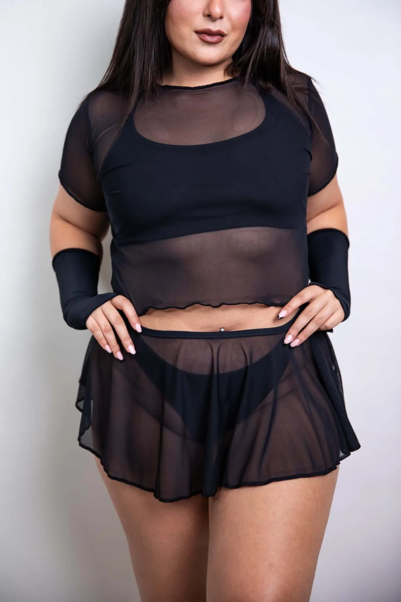 Black Mesh Swirl Skirt