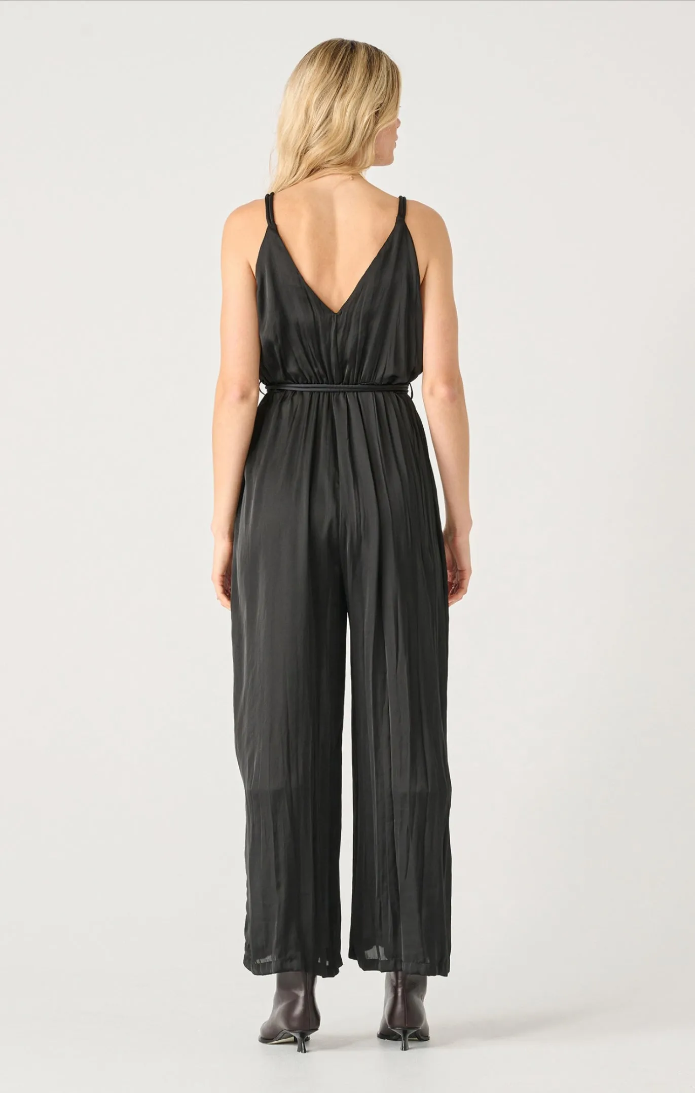 Black Tape Twisted Strap Wrap Jumpsuit