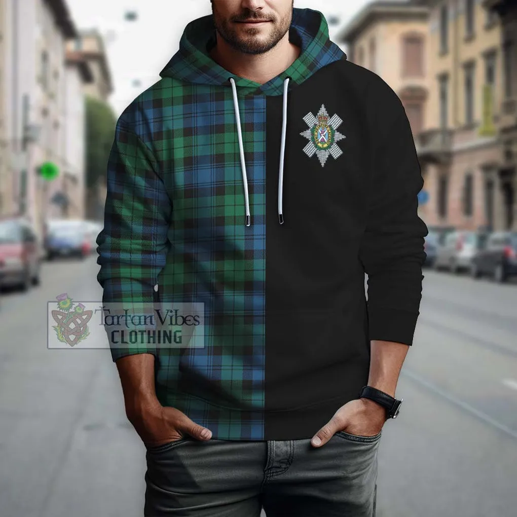 Black Watch Ancient Tartan Hoodie with Family Crest and Half Of Me Style